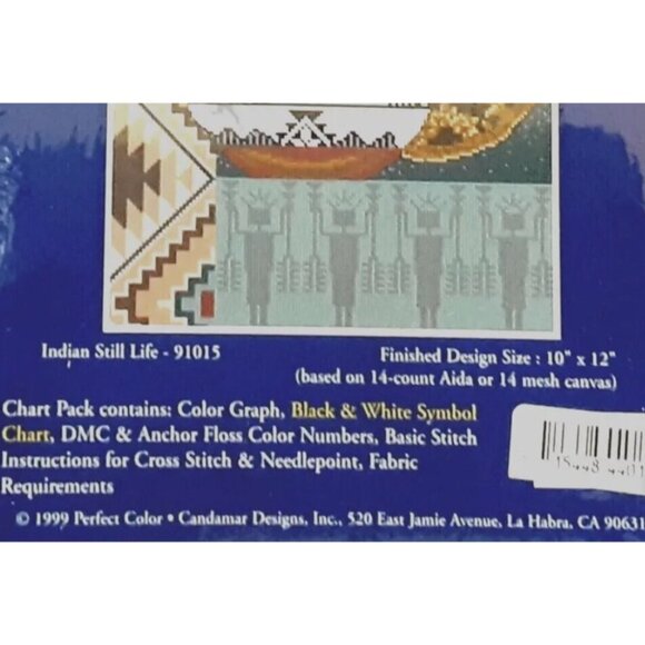 Cross Stitch Candamar Designs Indian Still Life Perfect Color Chart Full Size - Picture 4 of 6